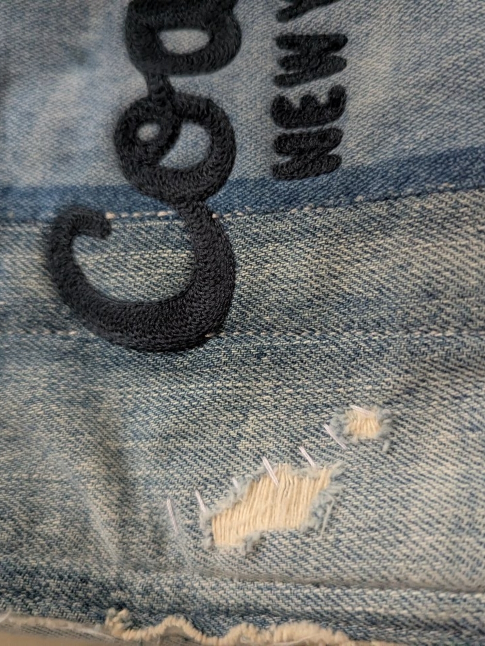 Coach Denim Cargo Tote Upcycled In A Love Denim Size 26 New Without Tags. - Picture 9 of 16